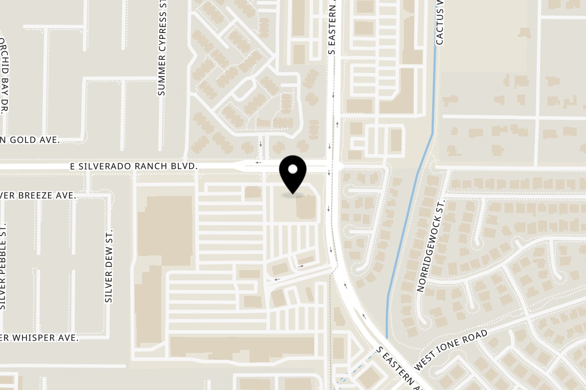 Map showing the location of La Flor de Michoacan S Eastern Ave on 9711 S Eastern Ave H-1 in Las Vegas