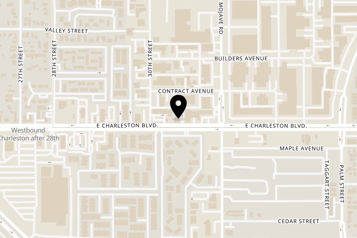 Map showing the location of La Flor de Michoacan E Charleston Blvd on 3021 E Charleston Blvd Ste b in Las Vegas