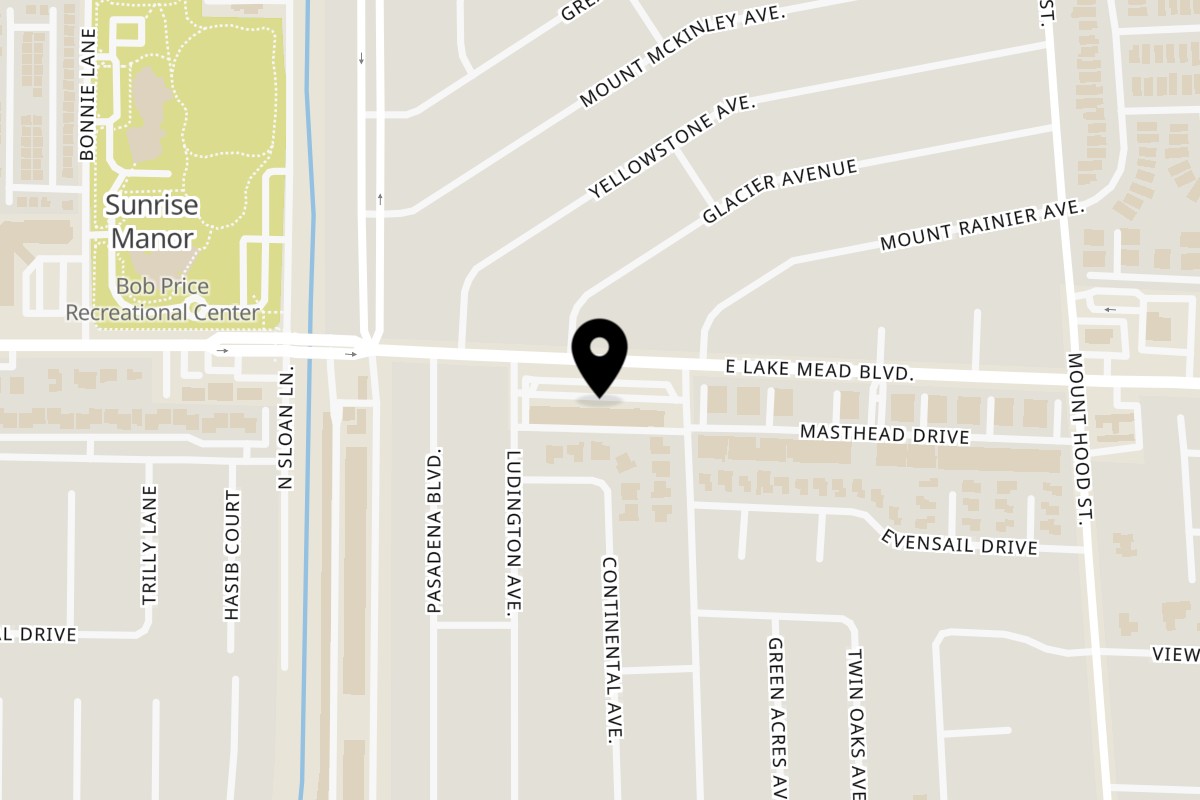 Map showing the location of La Flor de Michoacan Lake Mead on 6055 E Lake Mead Blvd in Las Vegas
